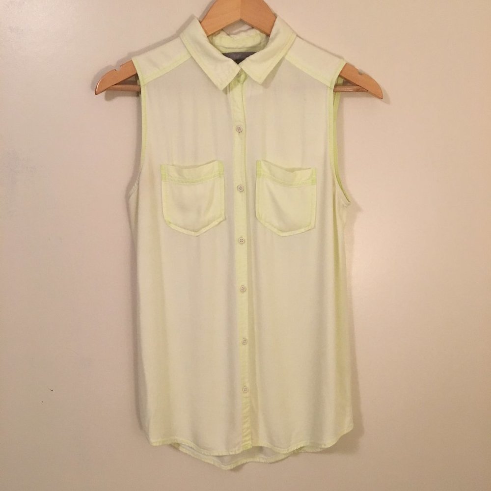Rubbish Tank Neon Green Yellow Collard Button Up SM